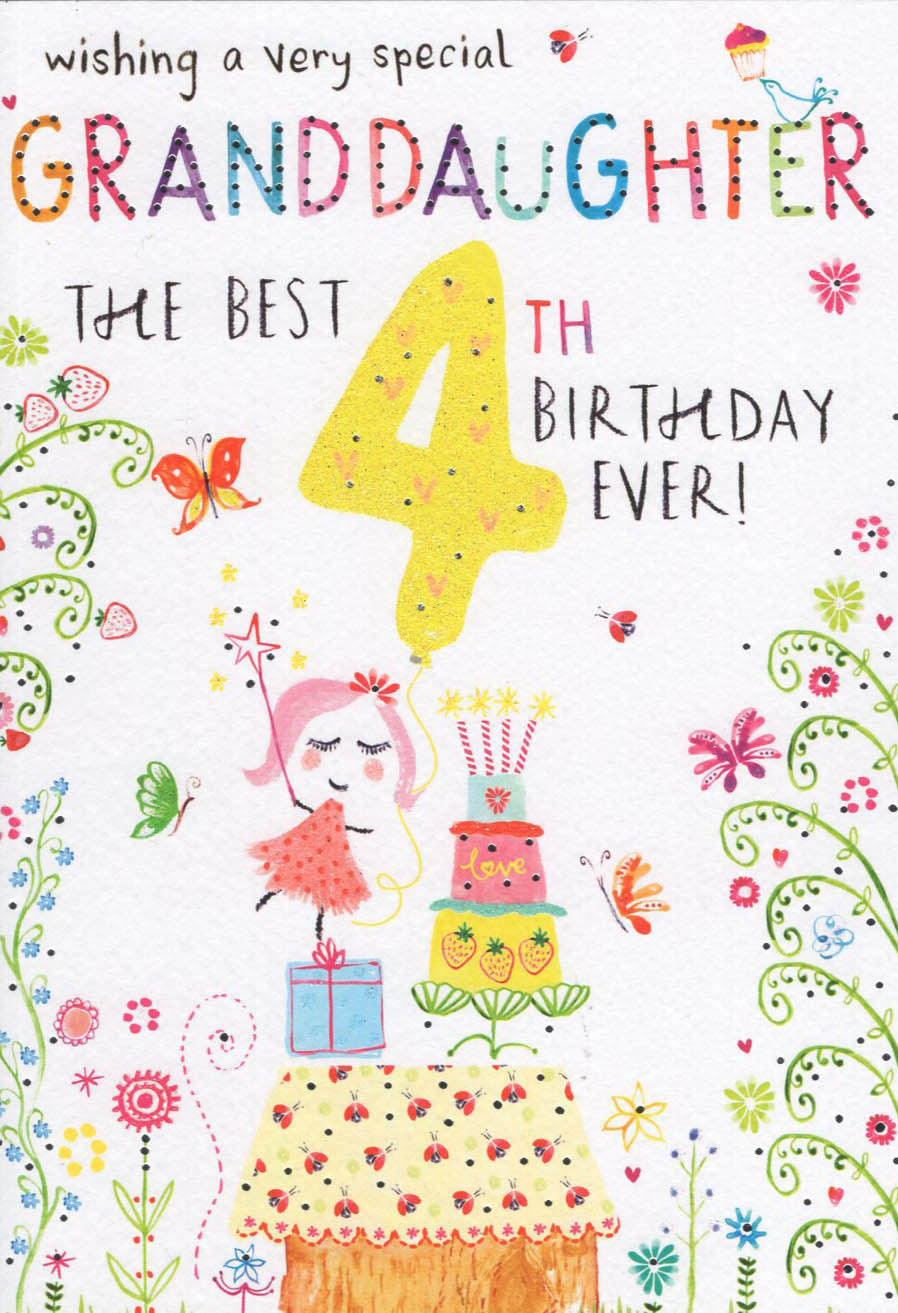 Granddaughter 4 Birthday Card